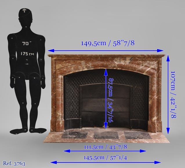 Cheminée ancienne de style Louis XIV, en marbre Rouge Royal Cheminée ancienne de style Louis XIV, en marbre Rouge Royal-10