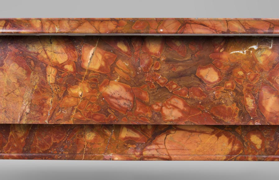 Cheminée ancienne de style Napoléon III, en marbre Brèche Sanguine, à modillons Cheminée ancienne de style Napoléon III, en marbre Brèche Sanguine, à modillons-1