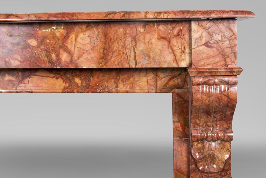 Cheminée ancienne de style Napoléon III, en marbre Brèche Sanguine, à modillons Cheminée ancienne de style Napoléon III, en marbre Brèche Sanguine, à modillons-6