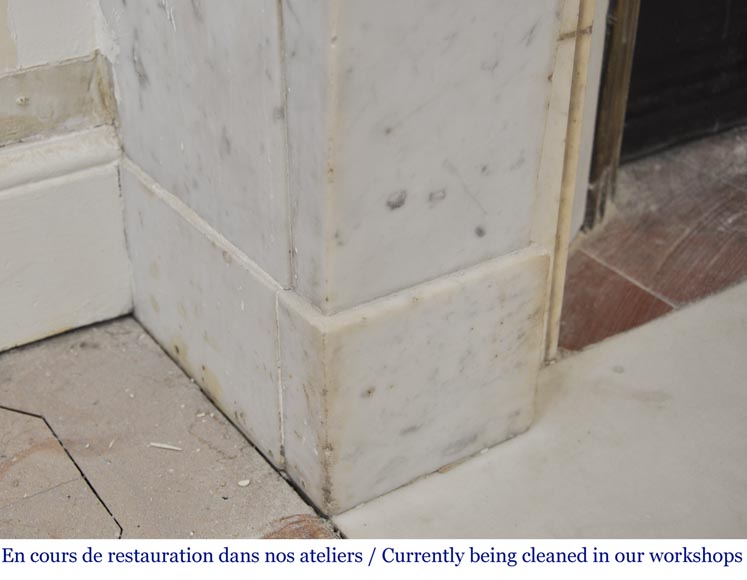 Cheminée ancienne de style Restauration, en marbre de Carrare Cheminée ancienne de style Restauration, en marbre de Carrare-4