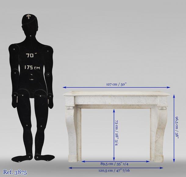 Cheminée ancienne de style Restauration, en marbre de Carrare Cheminée ancienne de style Restauration, en marbre de Carrare-9