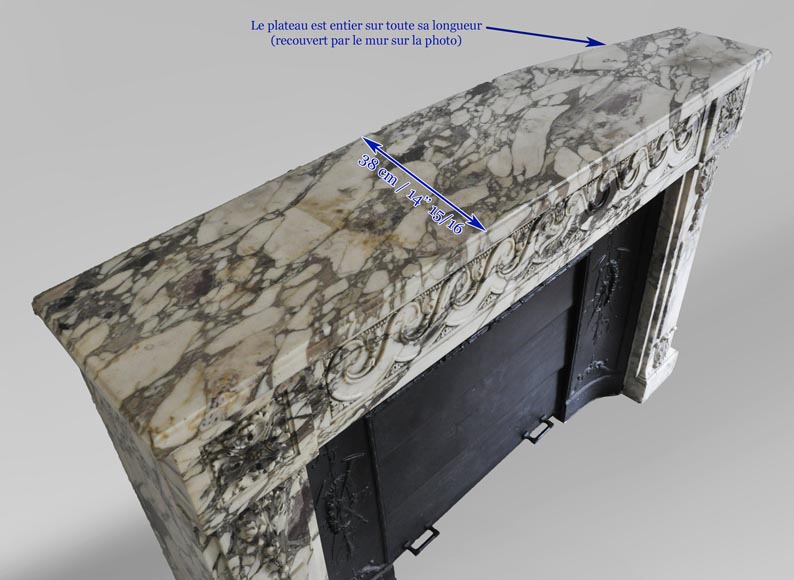 Cheminée ancienne de style Louis XVI, en marbre Brèche Violette Cheminée ancienne de style Louis XVI, en marbre Brèche Violette-11