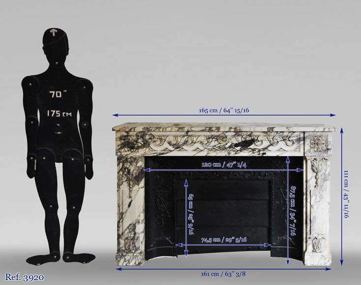 Cheminée ancienne de style Louis XVI, en marbre Brèche Violette Cheminée ancienne de style Louis XVI, en marbre Brèche Violette-12