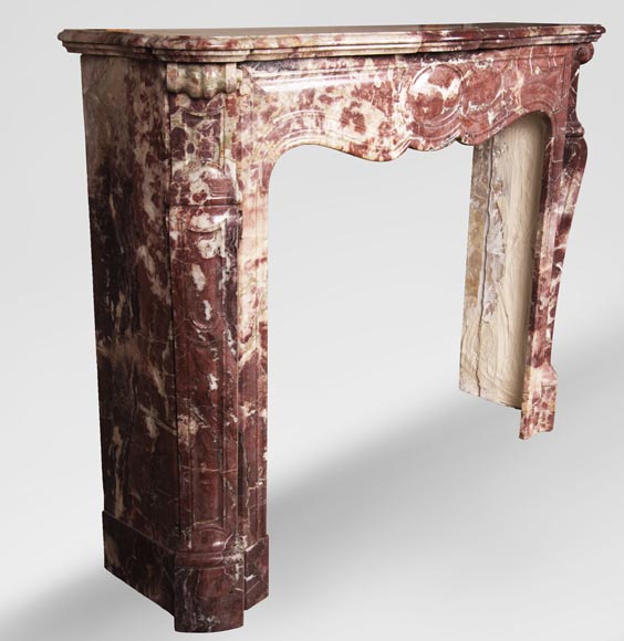 Cheminée ancienne de style Louis XV, Pompadour en marbre Fleur de Pêcher Cheminée ancienne de style Louis XV, Pompadour en marbre Fleur de Pêcher-2