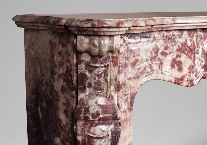 Cheminée ancienne de style Louis XV, Pompadour en marbre Fleur de Pêcher-3