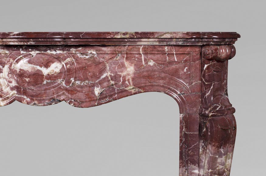 Cheminée ancienne de style Louis XV, Pompadour en marbre Fleur de Pêcher Cheminée ancienne de style Louis XV, Pompadour en marbre Fleur de Pêcher-6