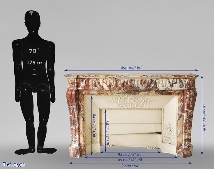 Cheminée ancienne de style Louis XVI, à rudentures, en Onyx rouge Cheminée ancienne de style Louis XVI, à rudentures, en Onyx rouge-9