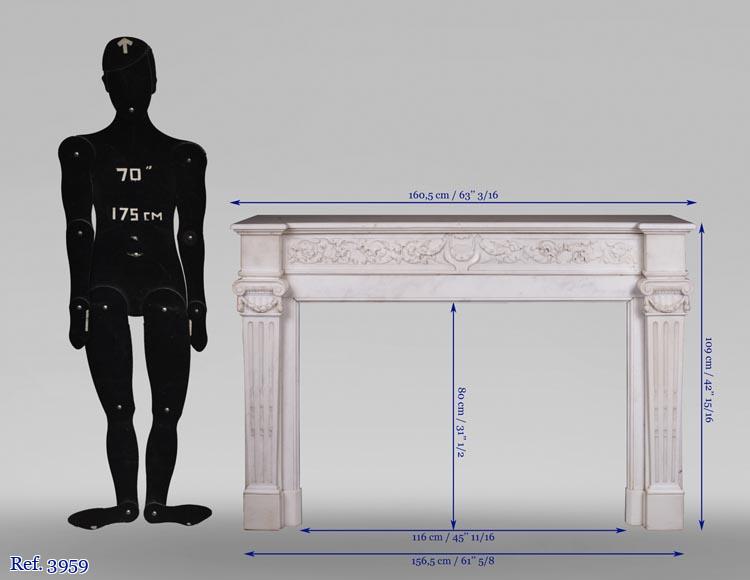 Cheminée ancienne de style Louis XVI en marbre Statuaire de Carrare Cheminée ancienne de style Louis XVI en marbre Statuaire de Carrare-12