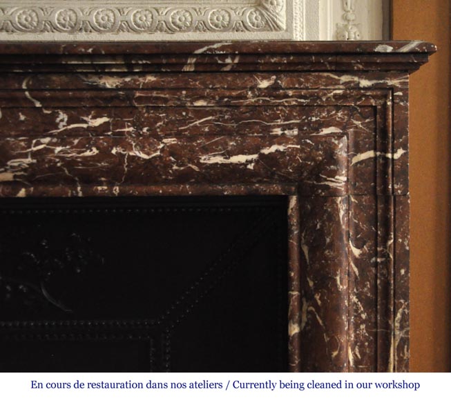 Cheminée ancienne de style Louis XIV en marbre Rouge du Nord avec son intérieur en fonte Cheminée ancienne de style Louis XIV en marbre Rouge du Nord avec son intérieur en fonte-6