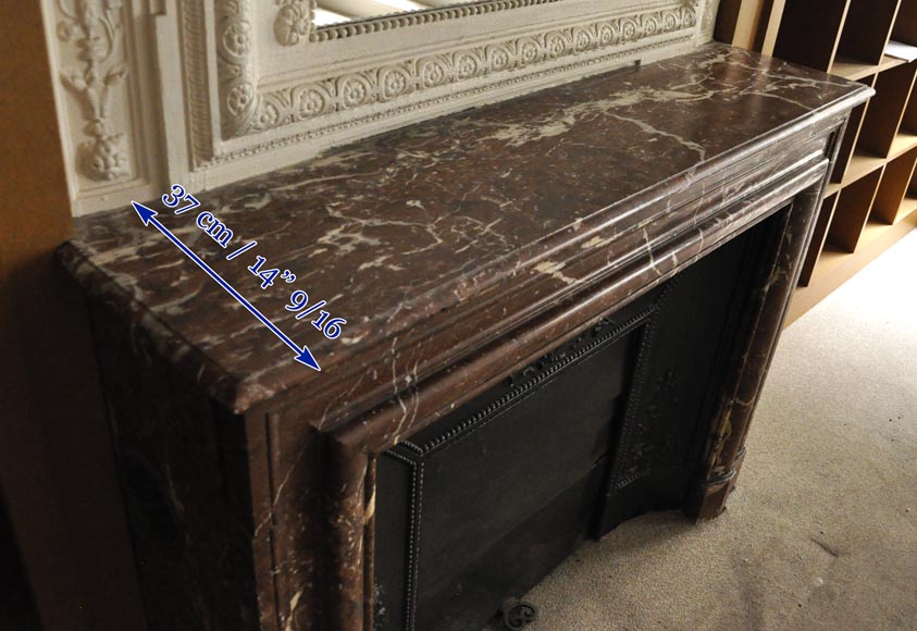 Cheminée ancienne de style Louis XIV en marbre Rouge du Nord avec son intérieur en fonte Cheminée ancienne de style Louis XIV en marbre Rouge du Nord avec son intérieur en fonte-8