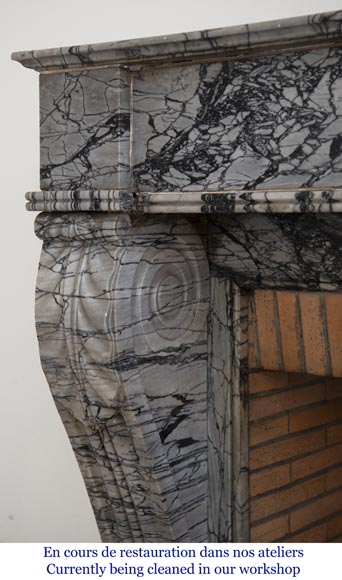 Cheminée ancienne de style Restauration en marbre Bleu Fleuri Cheminée ancienne de style Restauration en marbre Bleu Fleuri-5