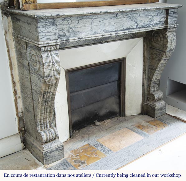 Cheminée ancienne de style Restauration en marbre Bleu Fleuri Cheminée ancienne de style Restauration en marbre Bleu Fleuri-2