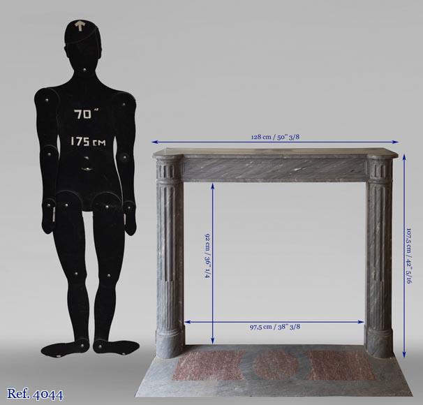 Cheminée ancienne de style Louis XVI à demi-colonnes en marbre Bleu Turquin Cheminée ancienne de style Louis XVI à demi-colonnes en marbre Bleu Turquin-9