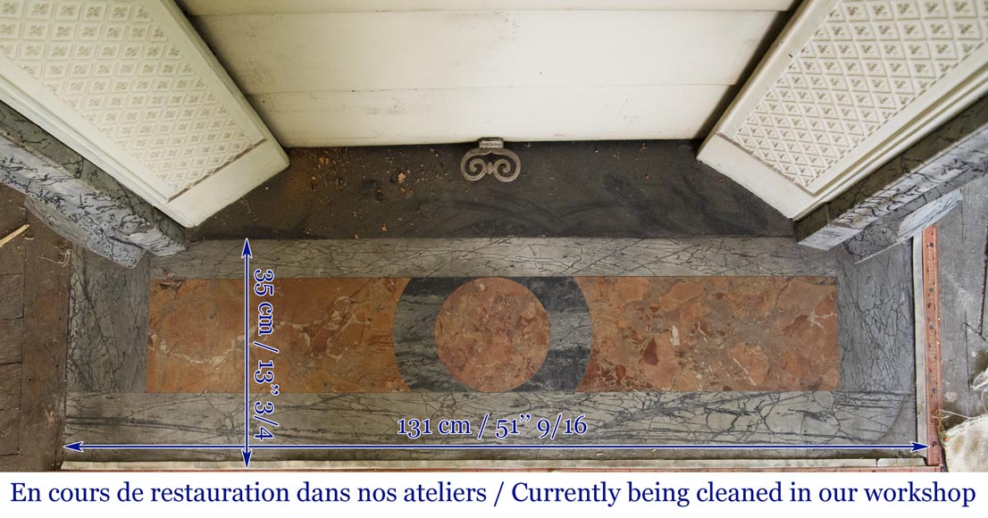 Cheminée ancienne de style Louis XV, Pompadour galbée en marbre Bleu Fleuri Cheminée ancienne de style Louis XV, Pompadour galbée en marbre Bleu Fleuri-8