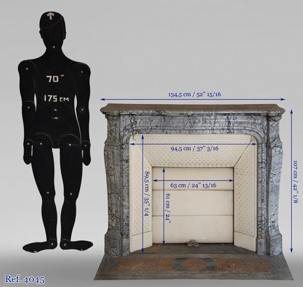 Cheminée ancienne de style Louis XV, Pompadour galbée en marbre Bleu Fleuri Cheminée ancienne de style Louis XV, Pompadour galbée en marbre Bleu Fleuri-10