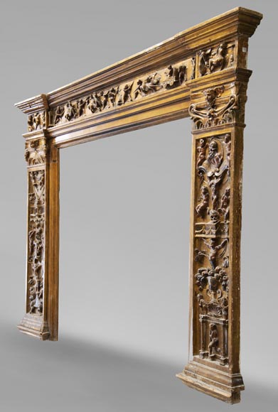 Cheminée italienne du XVIIIe siècle en bois sculpté  Cheminée italienne du XVIIIe siècle en bois sculpté -5