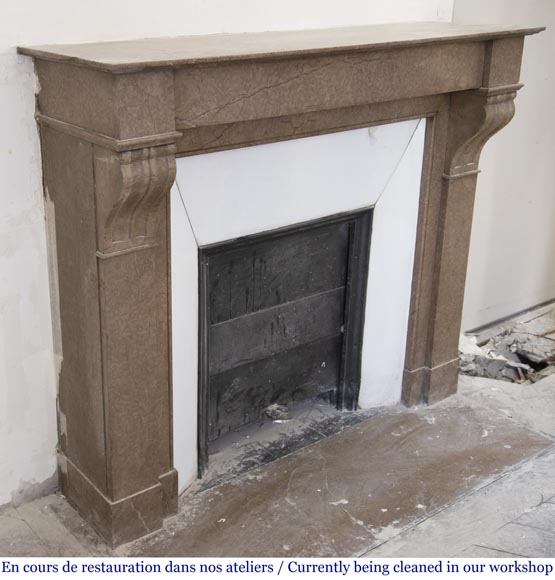 Cheminée ancienne de style Napoléon III en marbre à modillons Cheminée ancienne de style Napoléon III en marbre à modillons-2