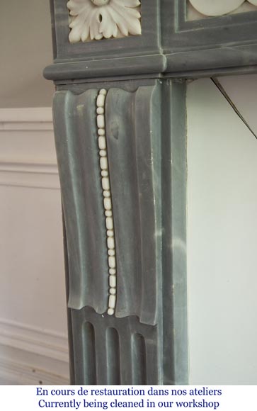 Cheminée ancienne de style Louis XVI en marbre Bleu Turquin et marbre de Carrare Cheminée ancienne de style Louis XVI en marbre Bleu Turquin et marbre de Carrare-4