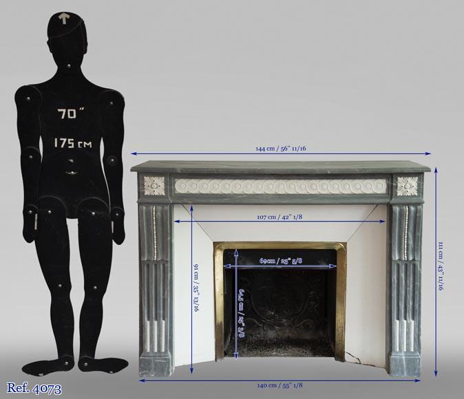 Cheminée ancienne de style Louis XVI en marbre Bleu Turquin et marbre de Carrare Cheminée ancienne de style Louis XVI en marbre Bleu Turquin et marbre de Carrare-10