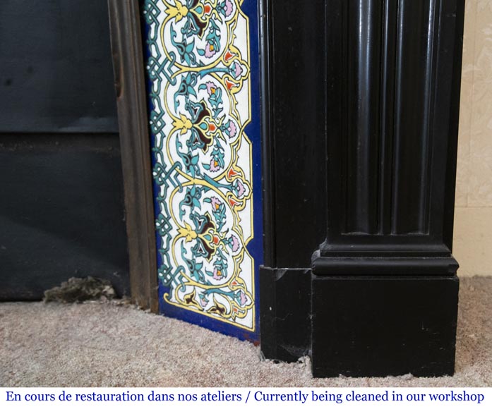 Cheminée ancienne de style Louis XVI en marbre Noir Fin de Belgique Cheminée ancienne de style Louis XVI en marbre Noir Fin de Belgique-8