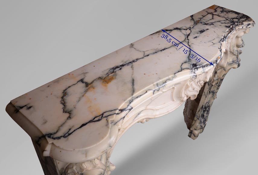 Cheminée ancienne de style Louis XV baroque en marbre Paonazzo Cheminée ancienne de style Louis XV baroque en marbre Paonazzo-16