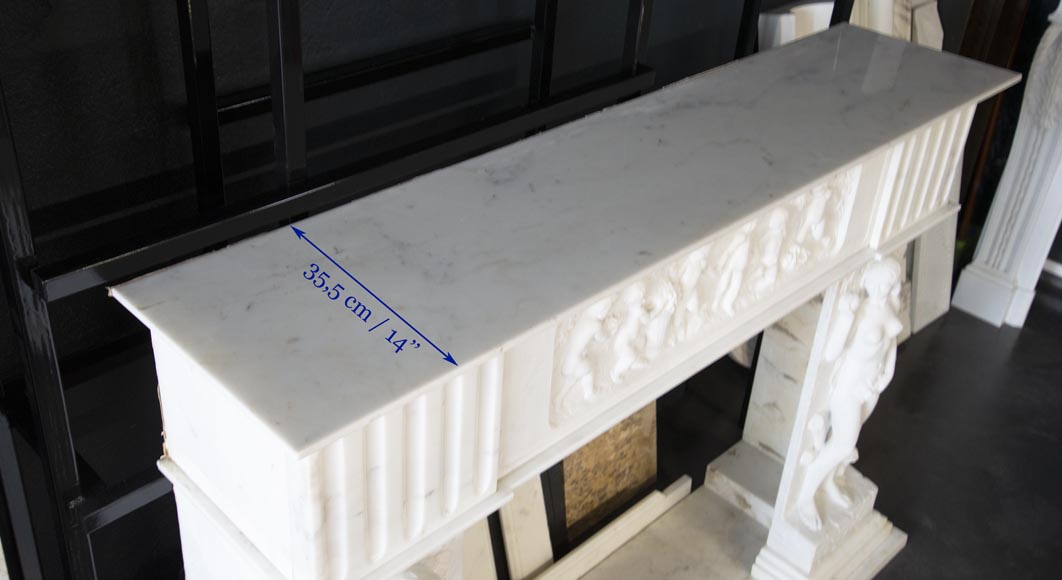 Cheminée en marbre de Carrare à décor d'Adam et Eve Cheminée en marbre de Carrare à décor d'Adam et Eve-13