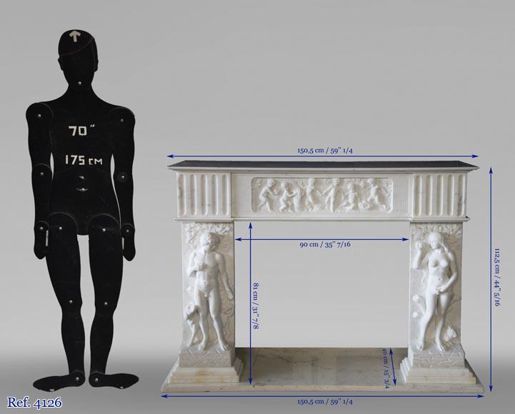 Cheminée en marbre de Carrare à décor d'Adam et Eve Cheminée en marbre de Carrare à décor d'Adam et Eve-14