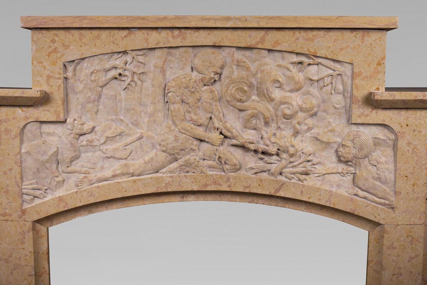 Cheminée Art déco en pierre marbrière Cheminée Art déco en pierre marbrière-1