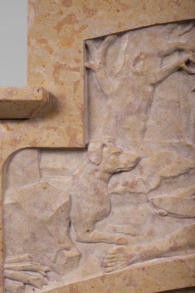 Cheminée Art déco en pierre marbrière Cheminée Art déco en pierre marbrière-3