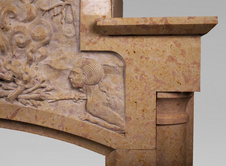 Cheminée Art déco en pierre marbrière Cheminée Art déco en pierre marbrière-9