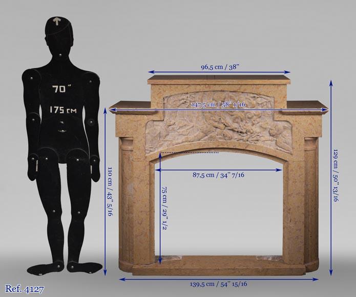 Cheminée Art déco en pierre marbrière Cheminée Art déco en pierre marbrière-13