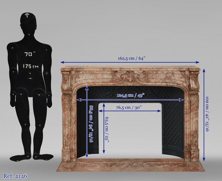 Cheminée ancienne de style Régence richement sculptée, en marbre Escalette Cheminée ancienne de style Régence richement sculptée, en marbre Escalette-14