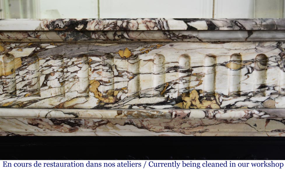 Cheminée ancienne de style Louis XVI en marbre Brèche Médicis Cheminée ancienne de style Louis XVI en marbre Brèche Médicis-1