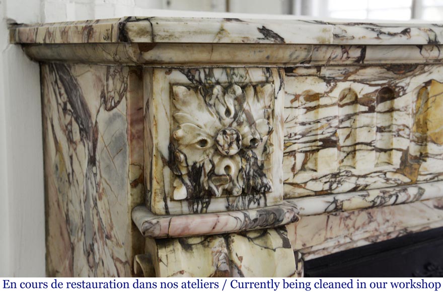 Cheminée ancienne de style Louis XVI en marbre Brèche Médicis Cheminée ancienne de style Louis XVI en marbre Brèche Médicis-3