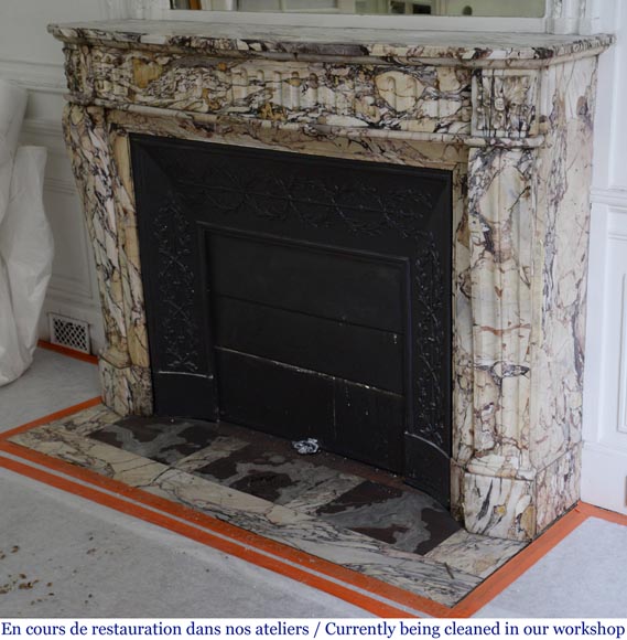 Cheminée ancienne de style Louis XVI en marbre Brèche Médicis Cheminée ancienne de style Louis XVI en marbre Brèche Médicis-5