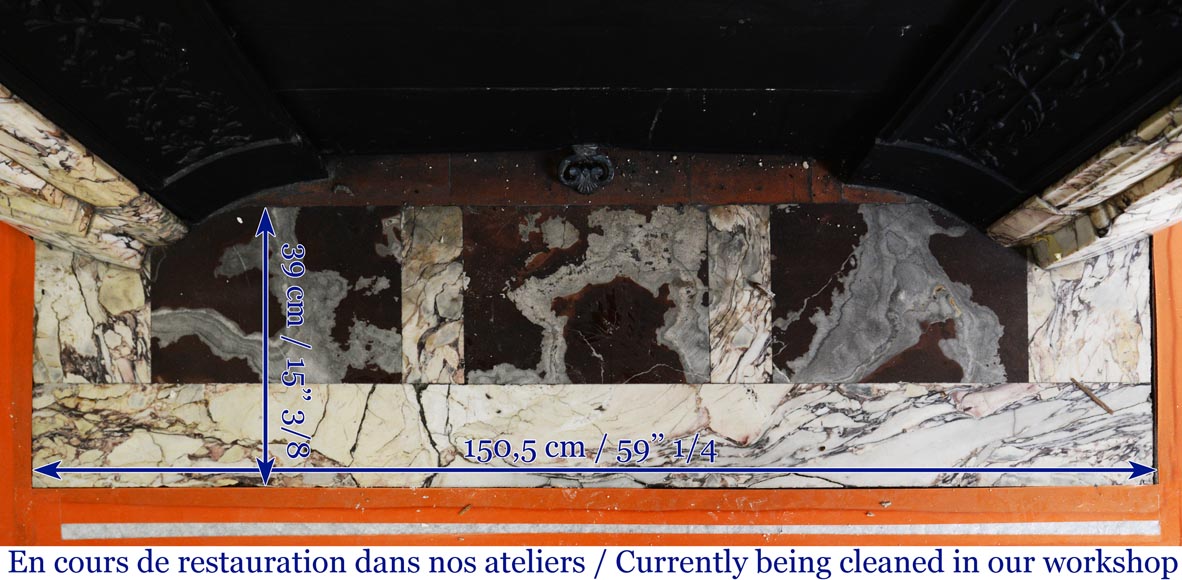 Cheminée ancienne de style Louis XVI en marbre Brèche Médicis Cheminée ancienne de style Louis XVI en marbre Brèche Médicis-8