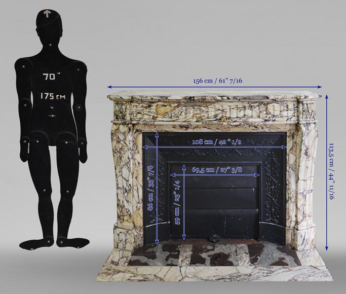 Cheminée ancienne de style Louis XVI en marbre Brèche Médicis Cheminée ancienne de style Louis XVI en marbre Brèche Médicis-10