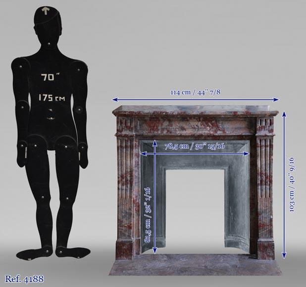 Cheminée ancienne de style Louis XVI en marbre Enjugerais avec sa dalle foyère Cheminée ancienne de style Louis XVI en marbre Enjugerais avec sa dalle foyère-10