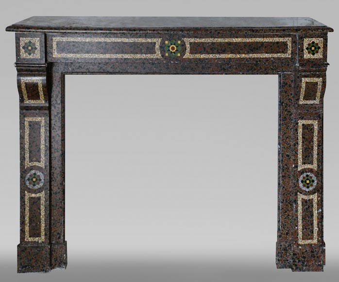 Cheminée de style Napoléon III en mosaïque de marbre Cheminée de style Napoléon III en mosaïque de marbre-0