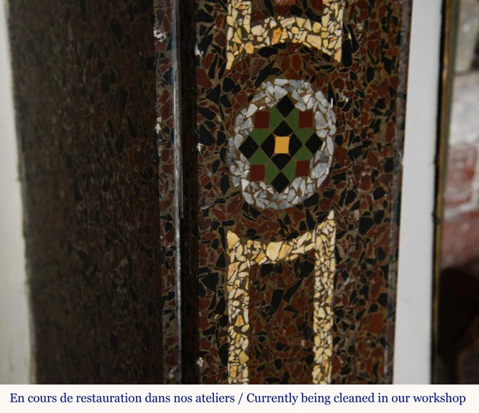 Cheminée de style Napoléon III en mosaïque de marbre Cheminée de style Napoléon III en mosaïque de marbre-5