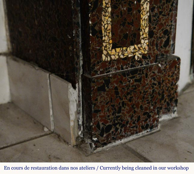 Cheminée de style Napoléon III en mosaïque de marbre Cheminée de style Napoléon III en mosaïque de marbre-6