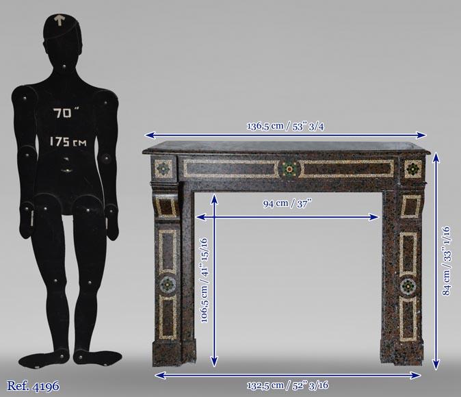 Cheminée de style Napoléon III en mosaïque de marbre Cheminée de style Napoléon III en mosaïque de marbre-11