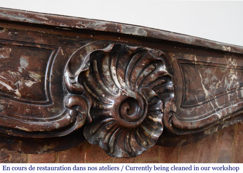 Cheminée ancienne d’époque Louis XV en marbre rouge de Rance, XVIIIe siècle Cheminée ancienne d’époque Louis XV en marbre rouge de Rance, XVIIIe siècle-2