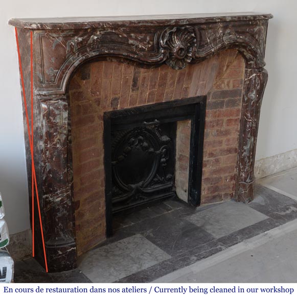 Cheminée ancienne d’époque Louis XV en marbre rouge de Rance, XVIIIe siècle Cheminée ancienne d’époque Louis XV en marbre rouge de Rance, XVIIIe siècle-3