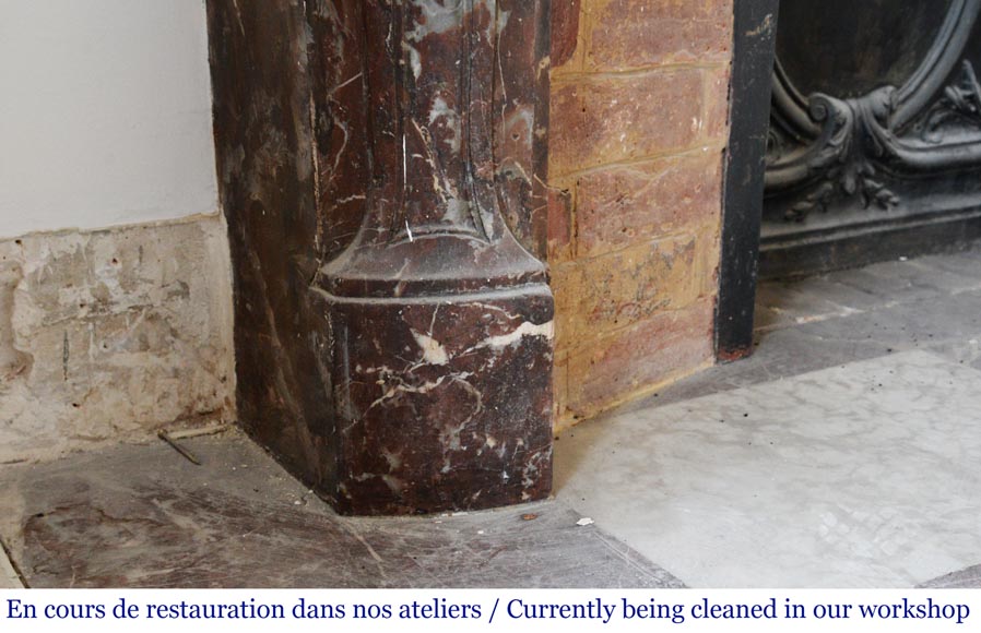 Cheminée ancienne d’époque Louis XV en marbre rouge de Rance, XVIIIe siècle Cheminée ancienne d’époque Louis XV en marbre rouge de Rance, XVIIIe siècle-5