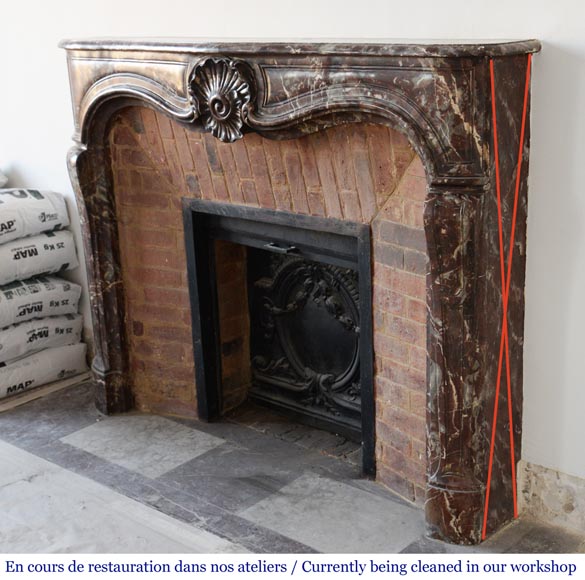 Cheminée ancienne d’époque Louis XV en marbre rouge de Rance, XVIIIe siècle Cheminée ancienne d’époque Louis XV en marbre rouge de Rance, XVIIIe siècle-6