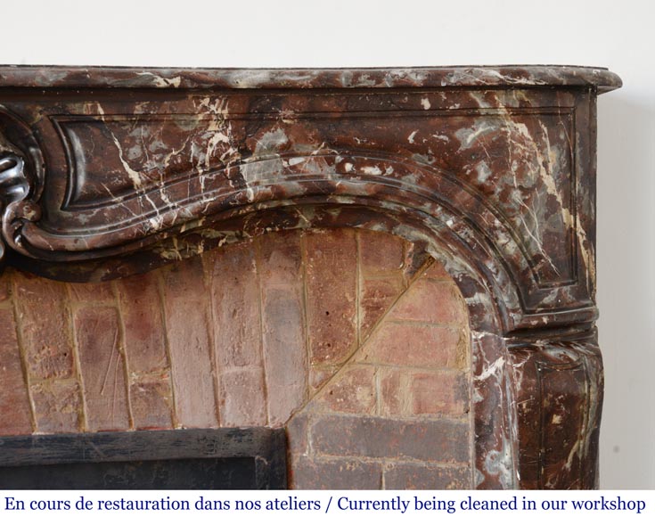 Cheminée ancienne d’époque Louis XV en marbre rouge de Rance, XVIIIe siècle Cheminée ancienne d’époque Louis XV en marbre rouge de Rance, XVIIIe siècle-7