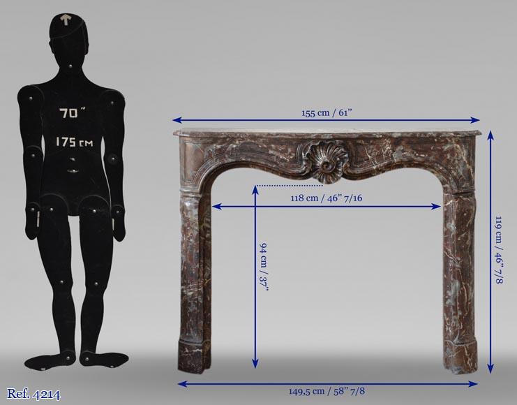 Cheminée ancienne d’époque Louis XV en marbre rouge de Rance, XVIIIe siècle Cheminée ancienne d’époque Louis XV en marbre rouge de Rance, XVIIIe siècle-10