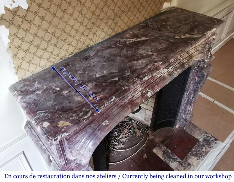Importante cheminée ancienne de style Régence en marbre fleur de pêcher Importante cheminée ancienne de style Régence en marbre fleur de pêcher-9