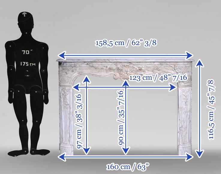Cheminée d’époque Louis XV en marbre Calacatta au bandeau finement sculpté, XVIIIe siècle Cheminée d’époque Louis XV en marbre Calacatta au bandeau finement sculpté, XVIIIe siècle-12